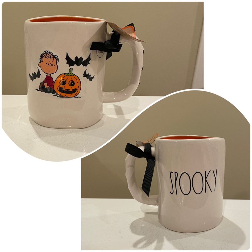 NWT Rae Dunn x Peanuts SPOOKY Linus with Pumpkin Halloween Mug
